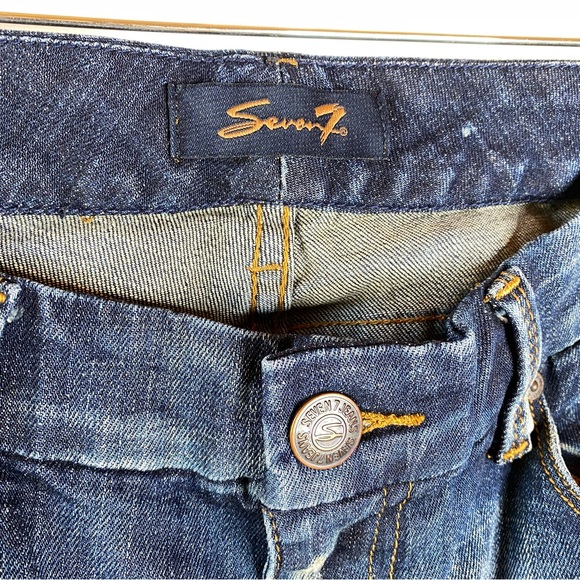 Seven 7 Womens Bootcut Jeans Sz 6 Distressed Stretch Mid Rise Denim Embroidery - Picture 3 of 14